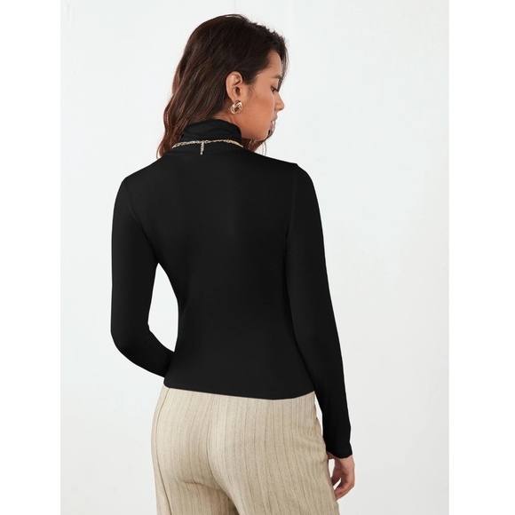 Black Turtle Neck Long Sleeve Tee - Picture 10 of 11